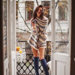 Handmade wool blend sweater. Off shoulder